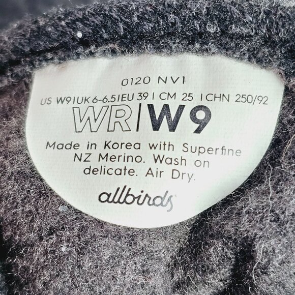 Allbirds Women's Wool Runner Mizzles 0120 NV1 Natural Black Sneaker, Sz 9 - Picture 8 of 8